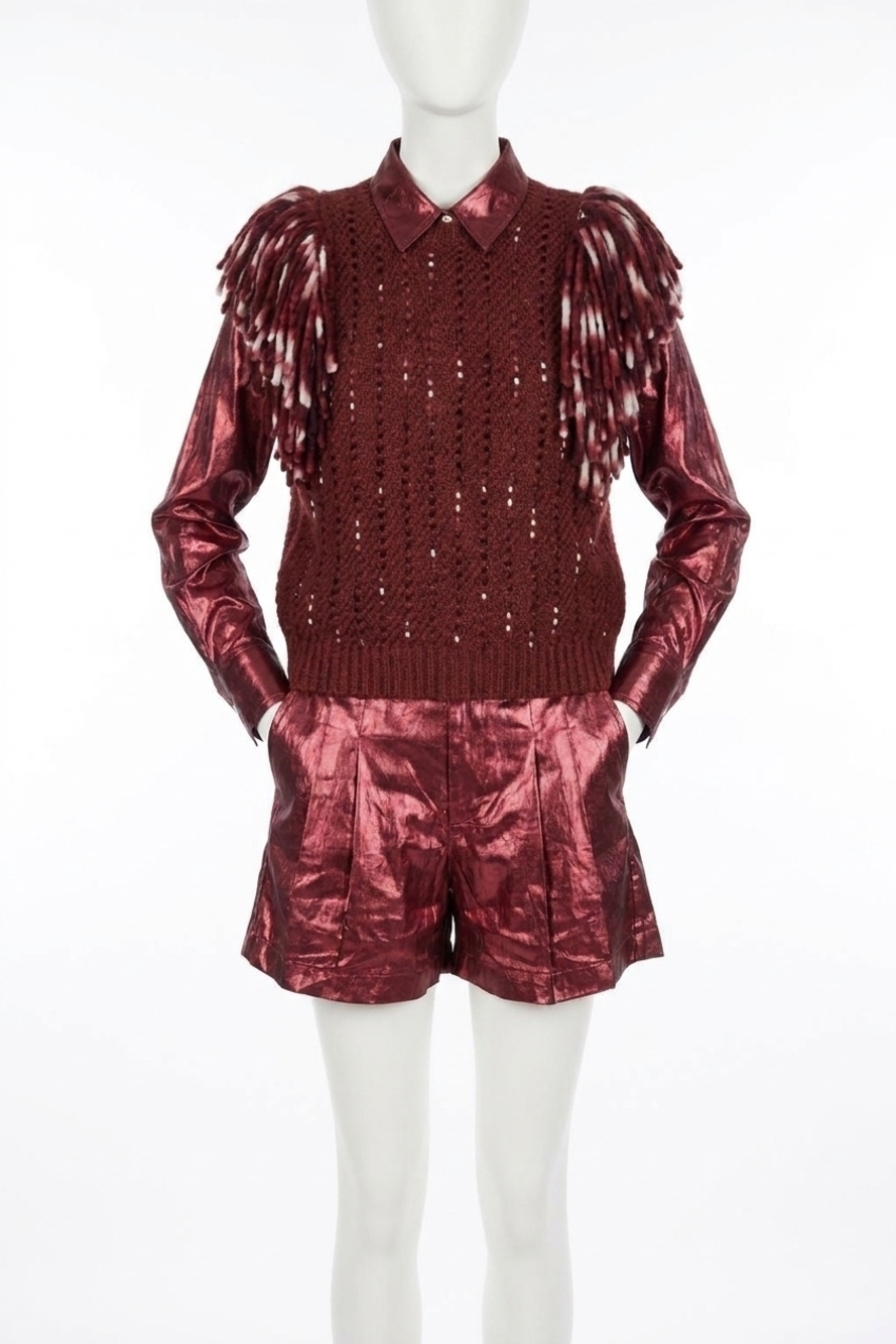 NEW LANHTROPY lake merino wool vest in burgundy